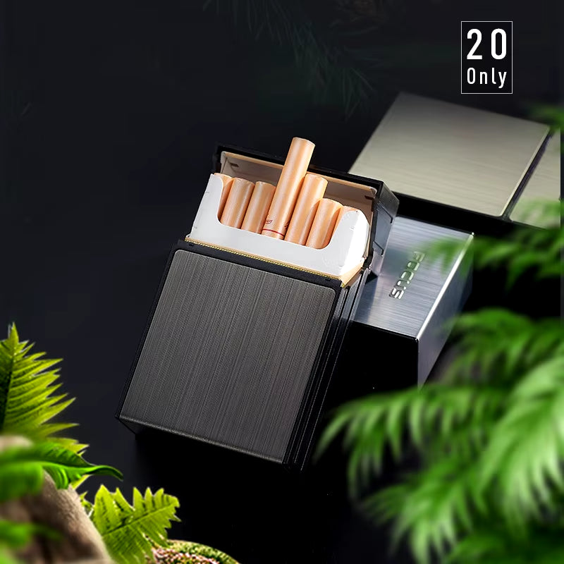 20 Sticks Cigarette Case Metal Lighter Turbo Butane Cigarette Capacity Gas Cigarette Lighter Gadget Lighter Box Men'S Gift