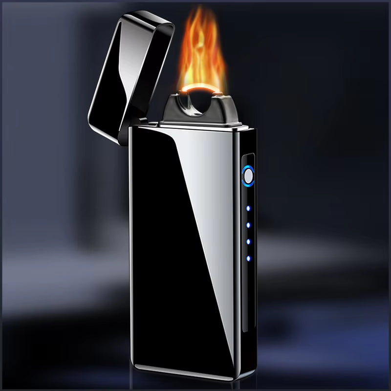 Gold Extra Large Arc Ciga Lighter USB Charging Lighter Plasma Cigar Lighter Windproof Flame Electronic Lighter