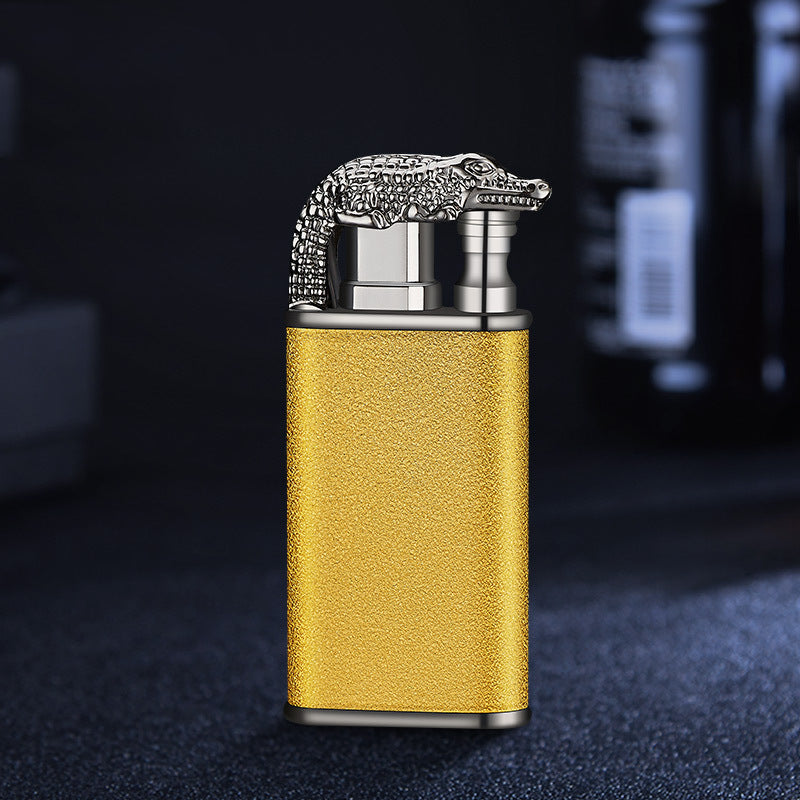 Creative Blue Flame Lighter Dolphin Dragon Tiger Double Fire Metal Winproof Lighter Inflatable Lighter