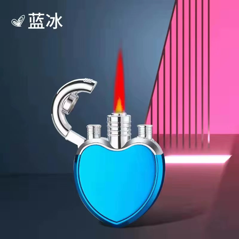 NEW Jet Lighter Love Heart Shape Butane Turbine Torch Lighter Red Flame 1300 C Windproof Inflatable Gas Lighter Gadget