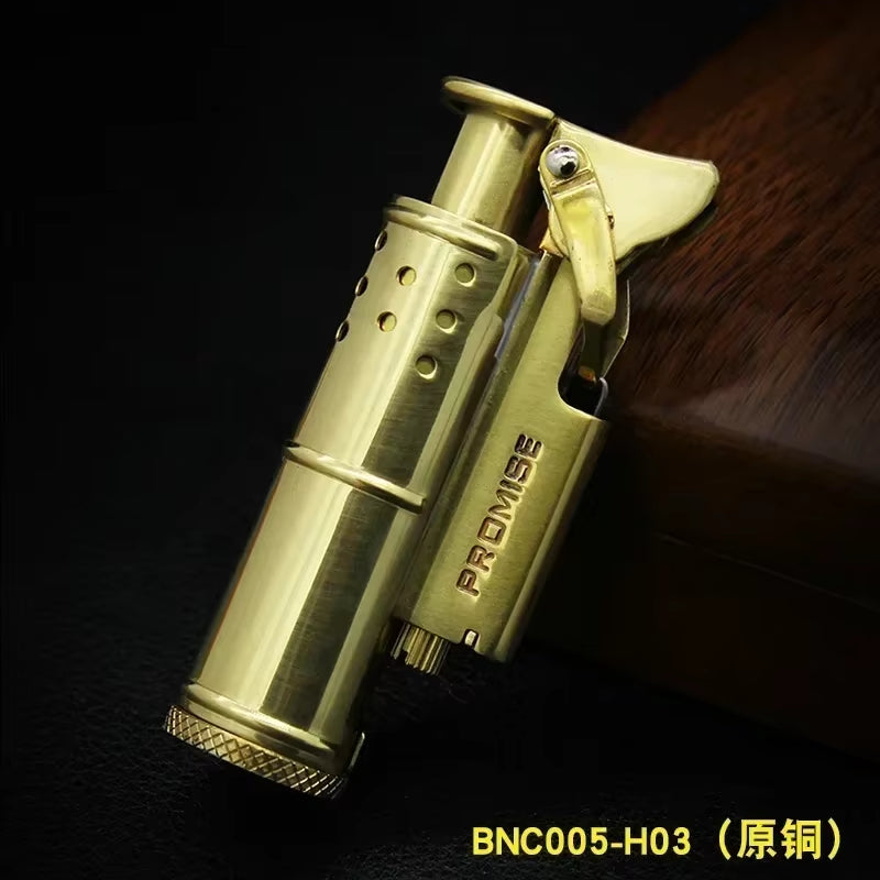 Vintage Benro Trench Windproof Retro Grinding Wheel Lighter Pure Brass Lighter Kerosene Lighter Men'S Gift