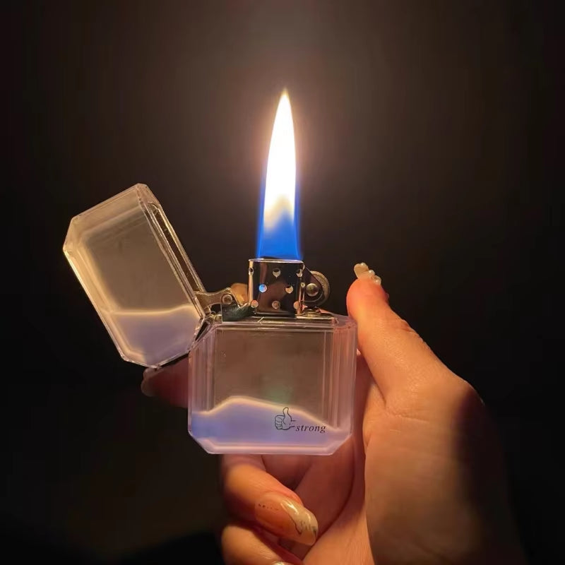 Unusual Quicksand Luminous Kerosene Lighter Inflatable Lighter Windproof Cigarette Lighter Smoking Accessories Men Gift Cool