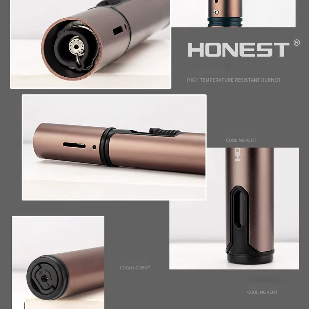 HONEST Cigar Lighter Jet Flame Portable Butane Torch Lighter with Punch Mini Plastic Cigarette Lighter for Gift Box