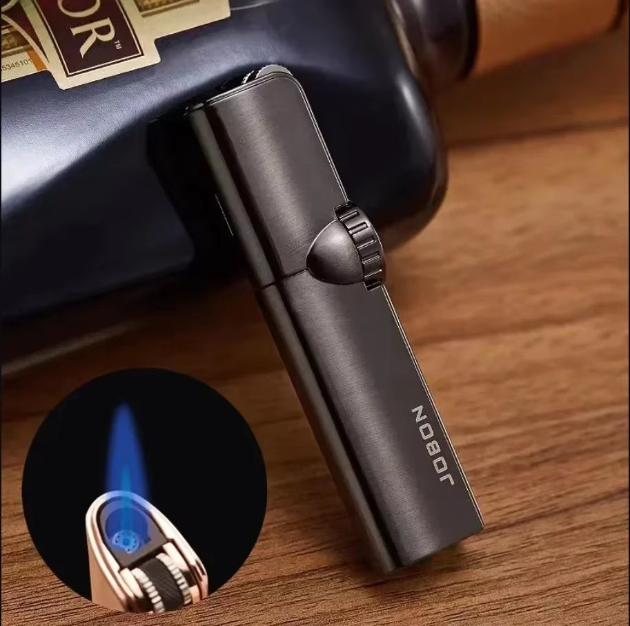 JOBON Inflatable 4 Torch Jet Windproof Lighter Metal Grinding Wheel Flint Lighter Gas Butane Inflatable Gift Cigar Lighter