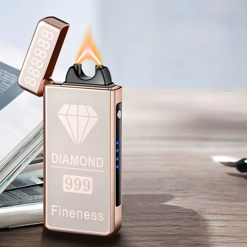 Gold Extra Large Arc Ciga Lighter USB Charging Lighter Plasma Cigar Lighter Windproof Flame Electronic Lighter