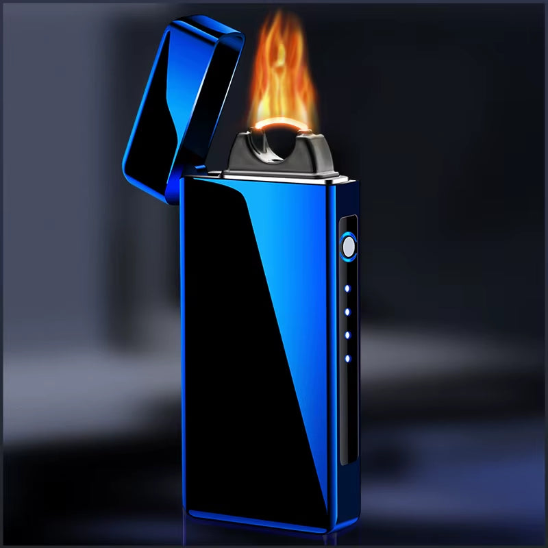 Gold Extra Large Arc Ciga Lighter USB Charging Lighter Plasma Cigar Lighter Windproof Flame Electronic Lighter