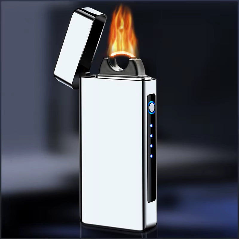 Gold Extra Large Arc Ciga Lighter USB Charging Lighter Plasma Cigar Lighter Windproof Flame Electronic Lighter