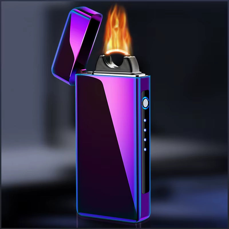 Gold Extra Large Arc Ciga Lighter USB Charging Lighter Plasma Cigar Lighter Windproof Flame Electronic Lighter