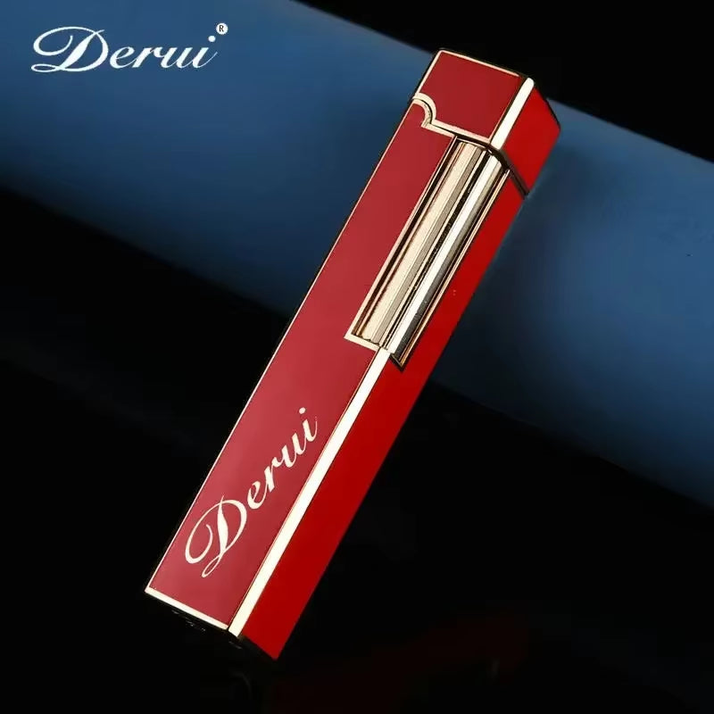 Derui Mini Metal Retro Grinding Wheel Gas Lighter Lady Side Sliding Lighter Open Flame High-End Boutique Cigarette Lighter Gift