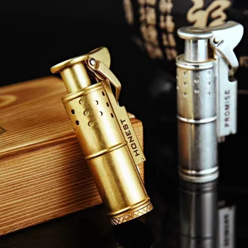 Vintage Benro Trench Windproof Retro Grinding Wheel Lighter Pure Brass Lighter Kerosene Lighter Men'S Gift