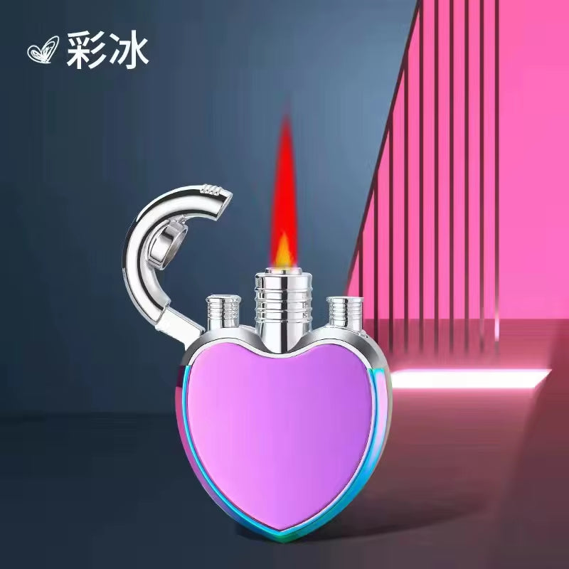 NEW Jet Lighter Love Heart Shape Butane Turbine Torch Lighter Red Flame 1300 C Windproof Inflatable Gas Lighter Gadget