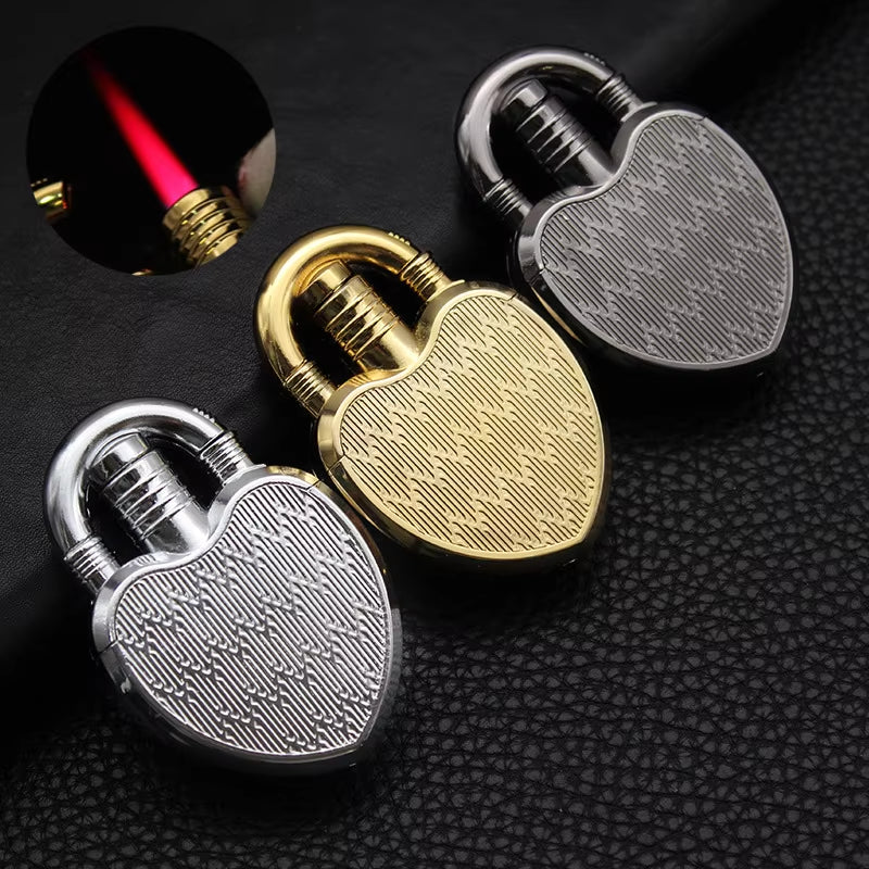 NEW Jet Lighter Love Heart Shape Butane Turbine Torch Lighter Red Flame 1300 C Windproof Inflatable Gas Lighter Gadget